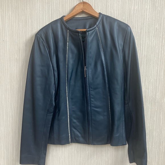 Siena Studio Midnight Blue Leather Jacket - Picture 1 of 5